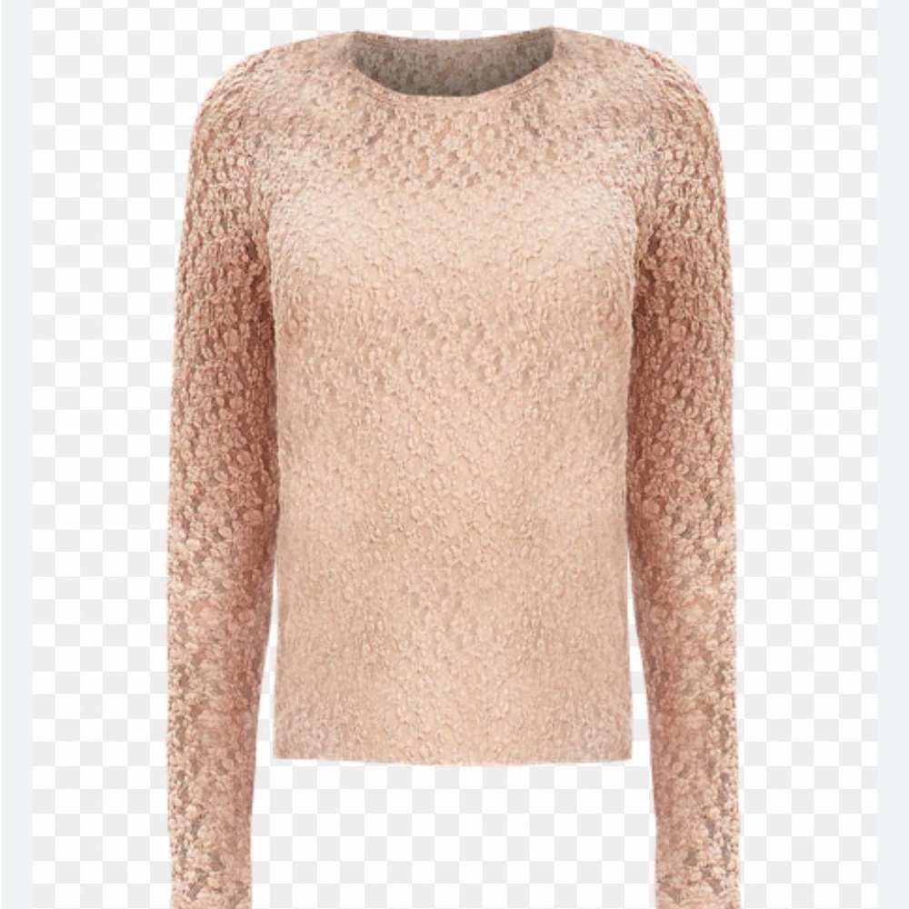 LOFT Textured Long Sleeve Top in Cream